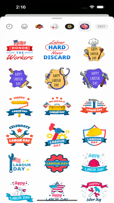 Screenshot #1 pour US Labor Day Stickers