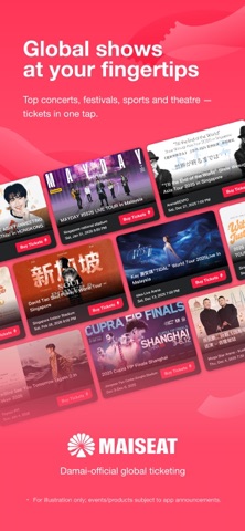 MAISEAT: Global event tickets iPhone screenshot