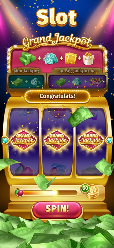 Bingo Bling™  Win Real Cash - Experience the thrill of the casino with the slot machine game, offering opportunities for a "Grand Jackpot" and various prize tiers like mini jackpots.