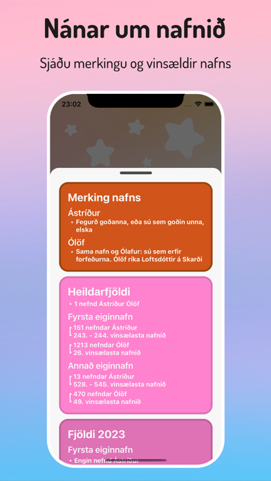 Barnanöfn Screenshot