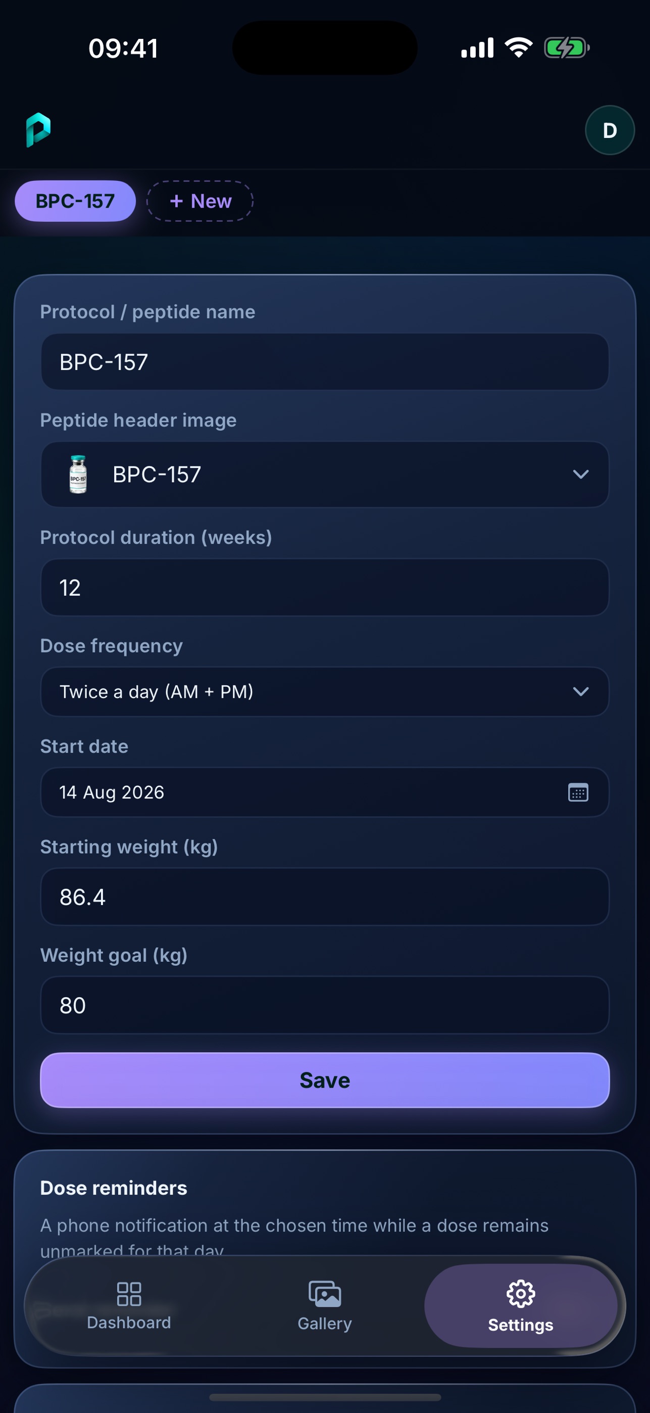 Screenshot 2 of Peptide Monitor & Tracker