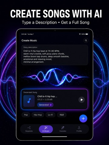 NeuralSound: 음악 분리 및 보컬 제거 노래방 iPad screenshot 4
