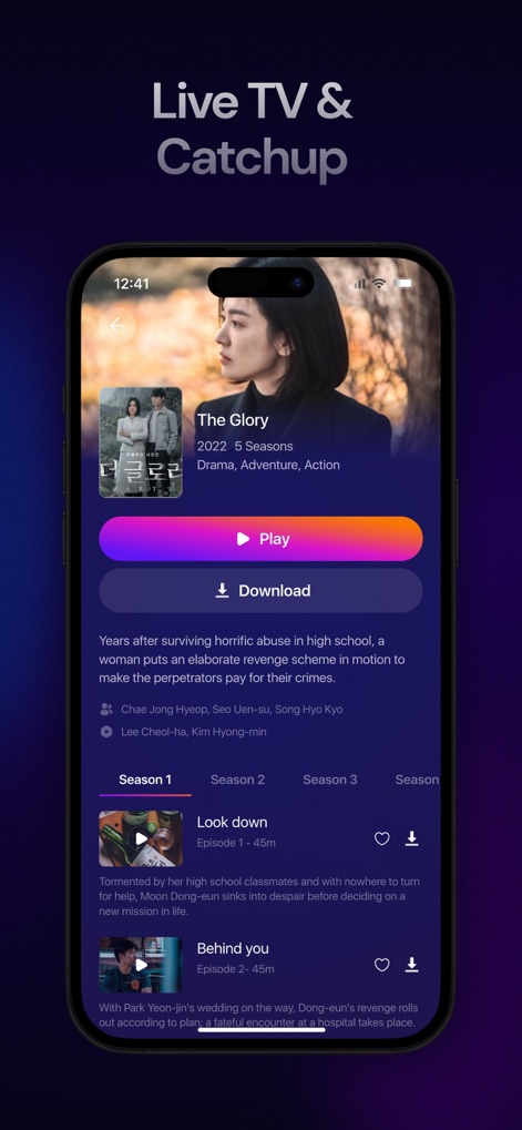 IPTV Smarters Player PRO - Nutzer können detaillierte Informationen zu Serien und Filmen abrufen, inklusive Staffelauswahl für die Wiedergabe oder zum Herunterladen sowie einer umfassenden Inhaltsbeschreibung.