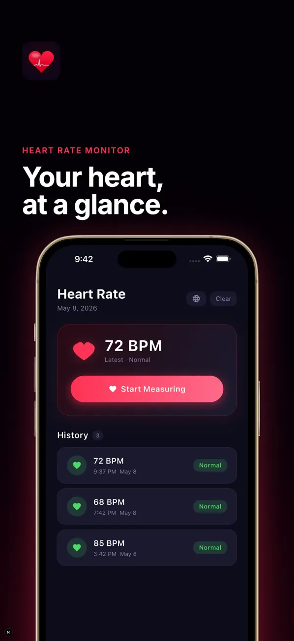 Screenshot #1 pour HeartLog - Moniteur Cardiaque