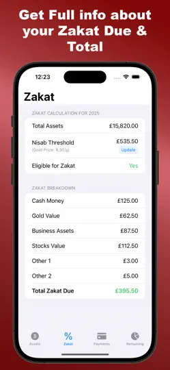 Capture d'écran de ZAKAT Calc sur iPhone 4