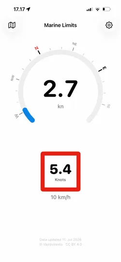 Screenshot von Veneilijän Nopeusrajoitukset auf dem iPhone 2