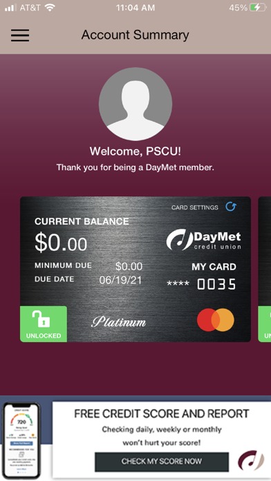 DayMet Cards Screenshot