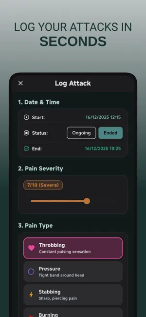 Algik: Migraine Diary screenshot 1