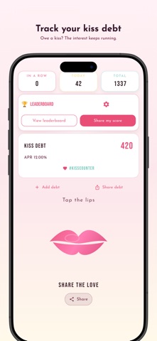Kiss Counter: Couple Game iPhone screenshot