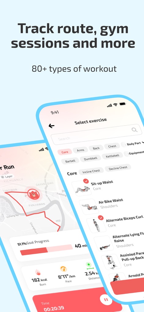 Fito: Fitness Streak, Calorie - The app supports GPS tracking for outdoor activities and provides a detailed library of over 80 gym exercises with visual guides.