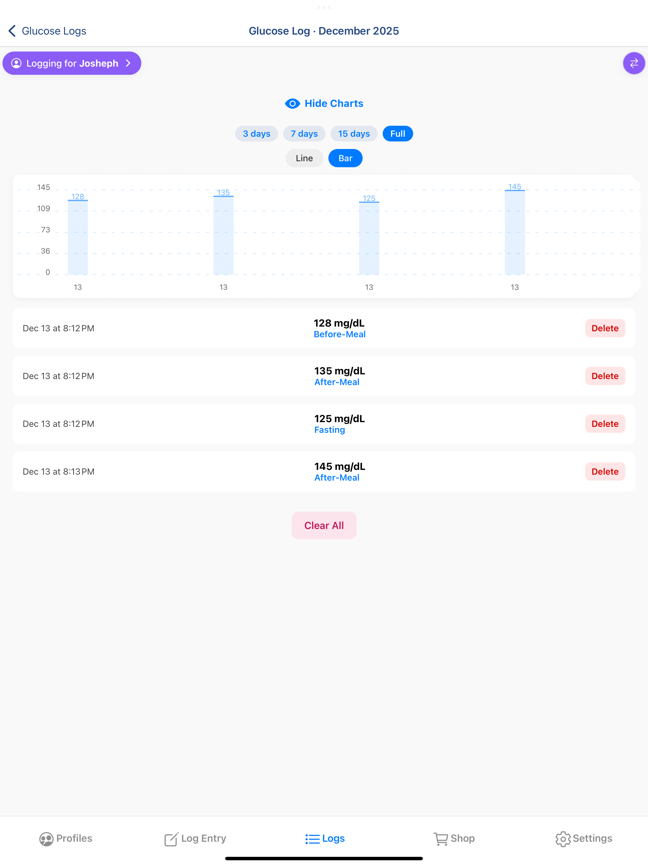 Vitals Log- BP & Glucose screenshot 18