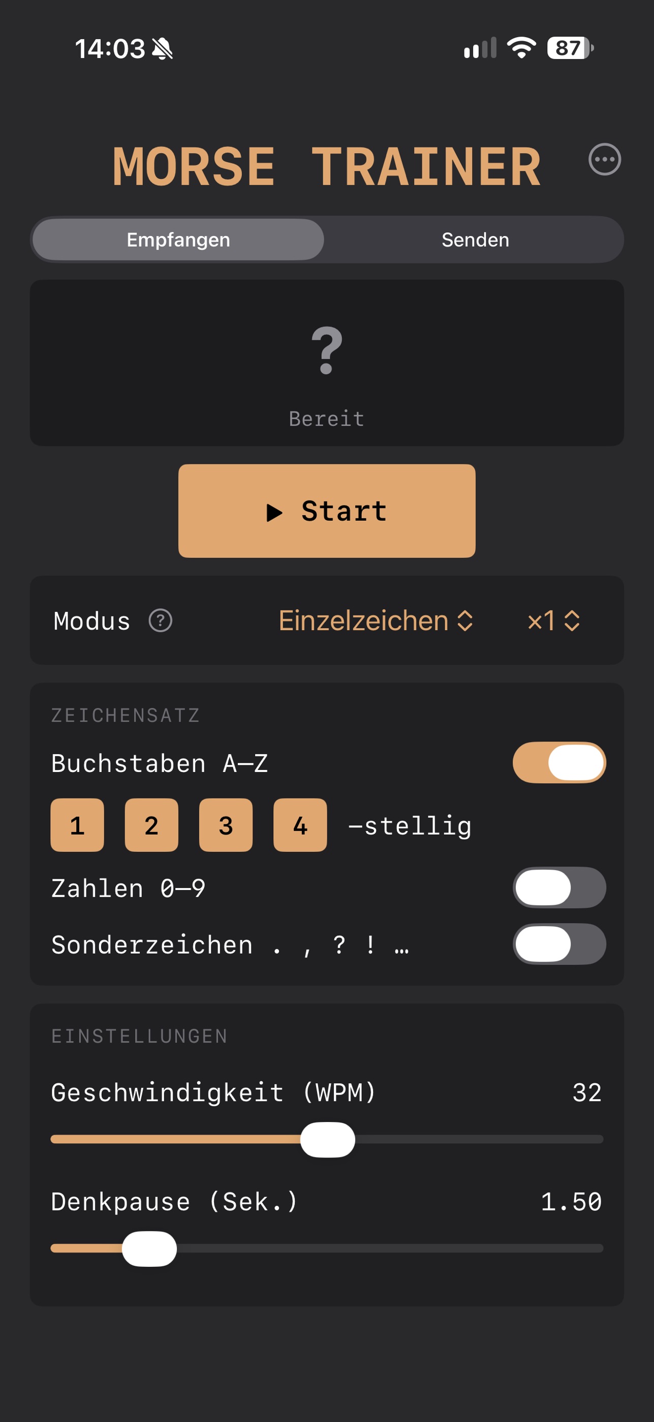 Screenshot 1 of Morse Trainer