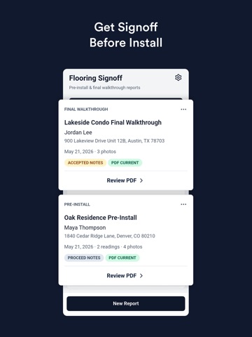 Flooring Signoff Report iPad screenshot