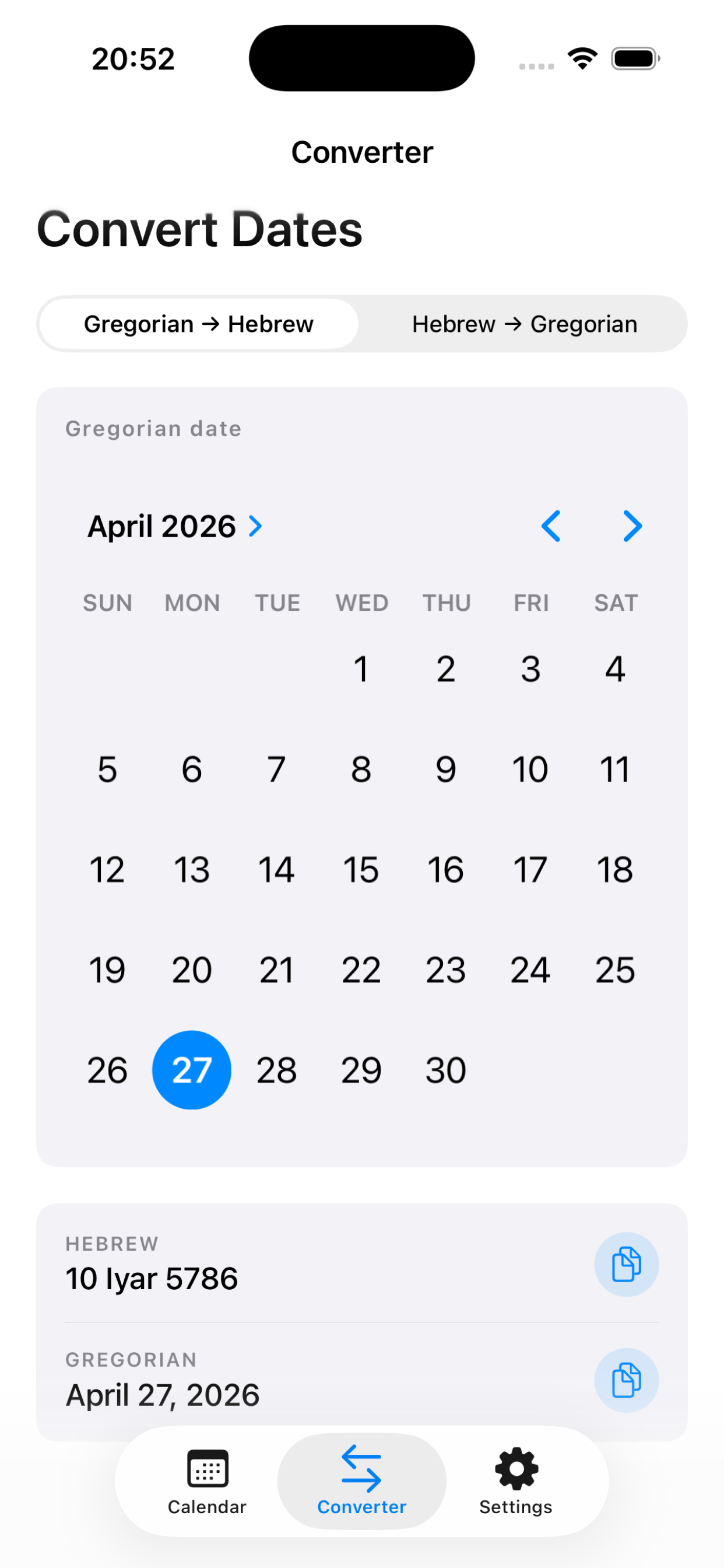 Chodesh Hebrew Date & Calendar screenshot 4
