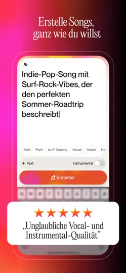 Screenshot von Suno - Musik Machen Mit KI auf dem iPhone 2
