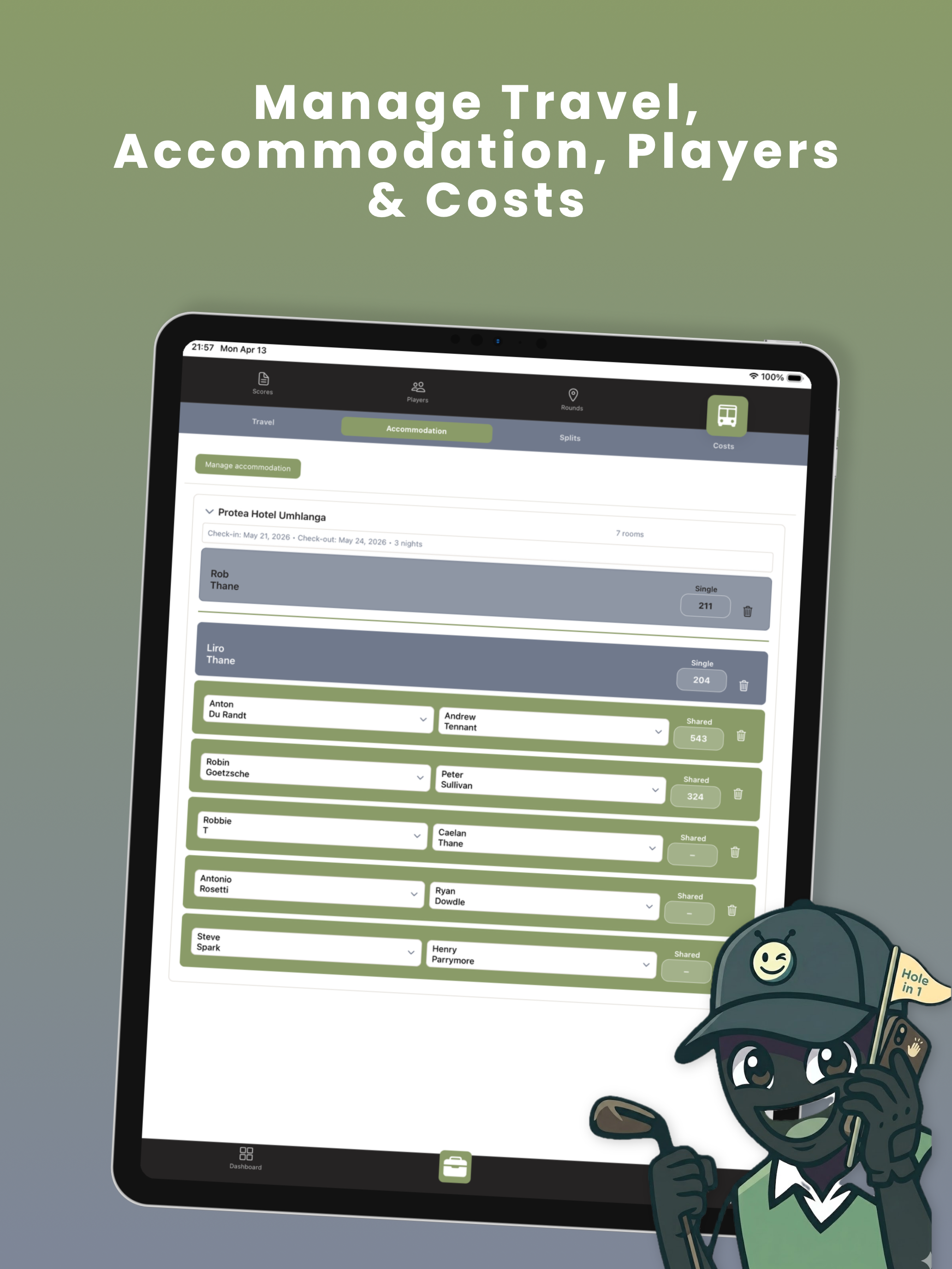 Golf Tracker: TeeMates Tours