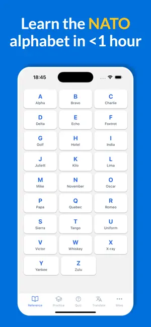 NATO Alphabet Trainer screenshot 1