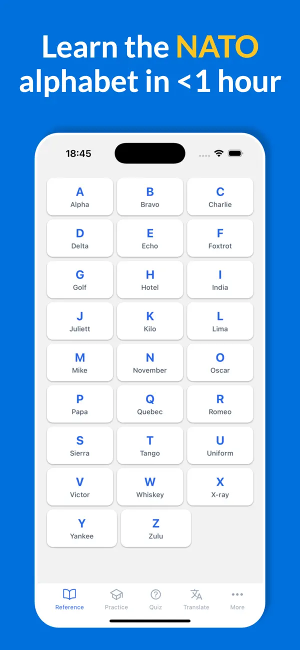Screenshot #1 pour NATO Alphabet Trainer