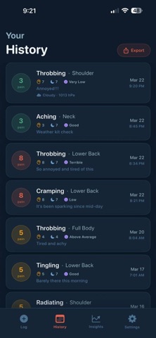 My Pain Tracker Log Screenshot 5 of 8