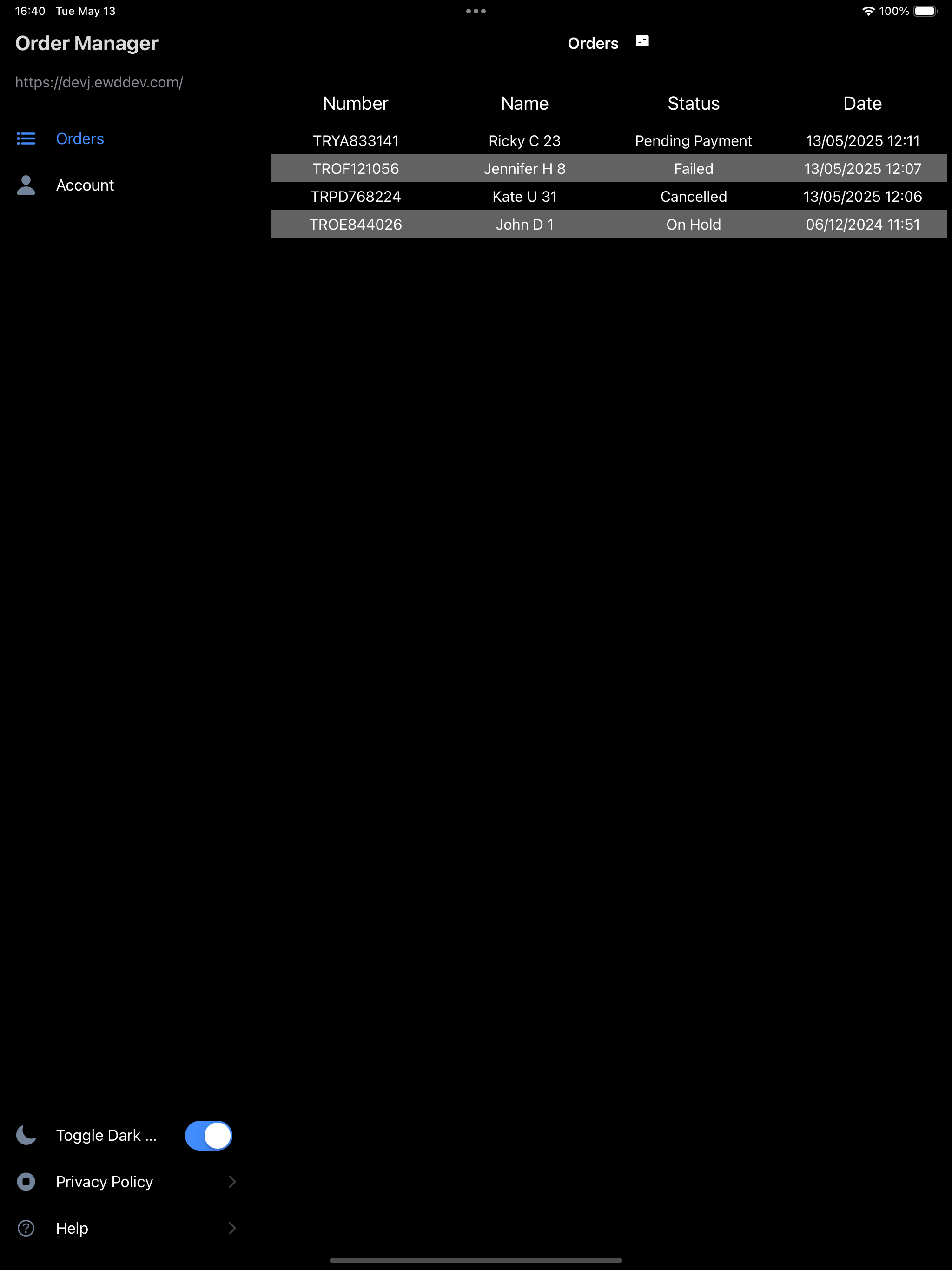 Order Tracking Manager