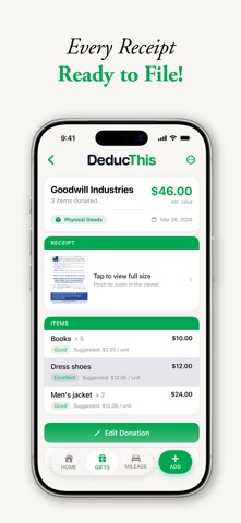 Donation Tracker: DeducThis iPhone screenshot