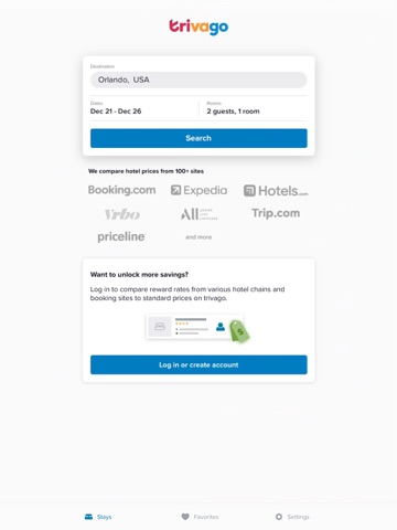 trivago: Compare hotel prices iPad screenshot