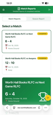 Grassroots Rugby Team Tracker screenshot