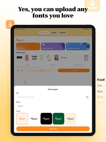 Add text to photo: Pastel iPad screenshot