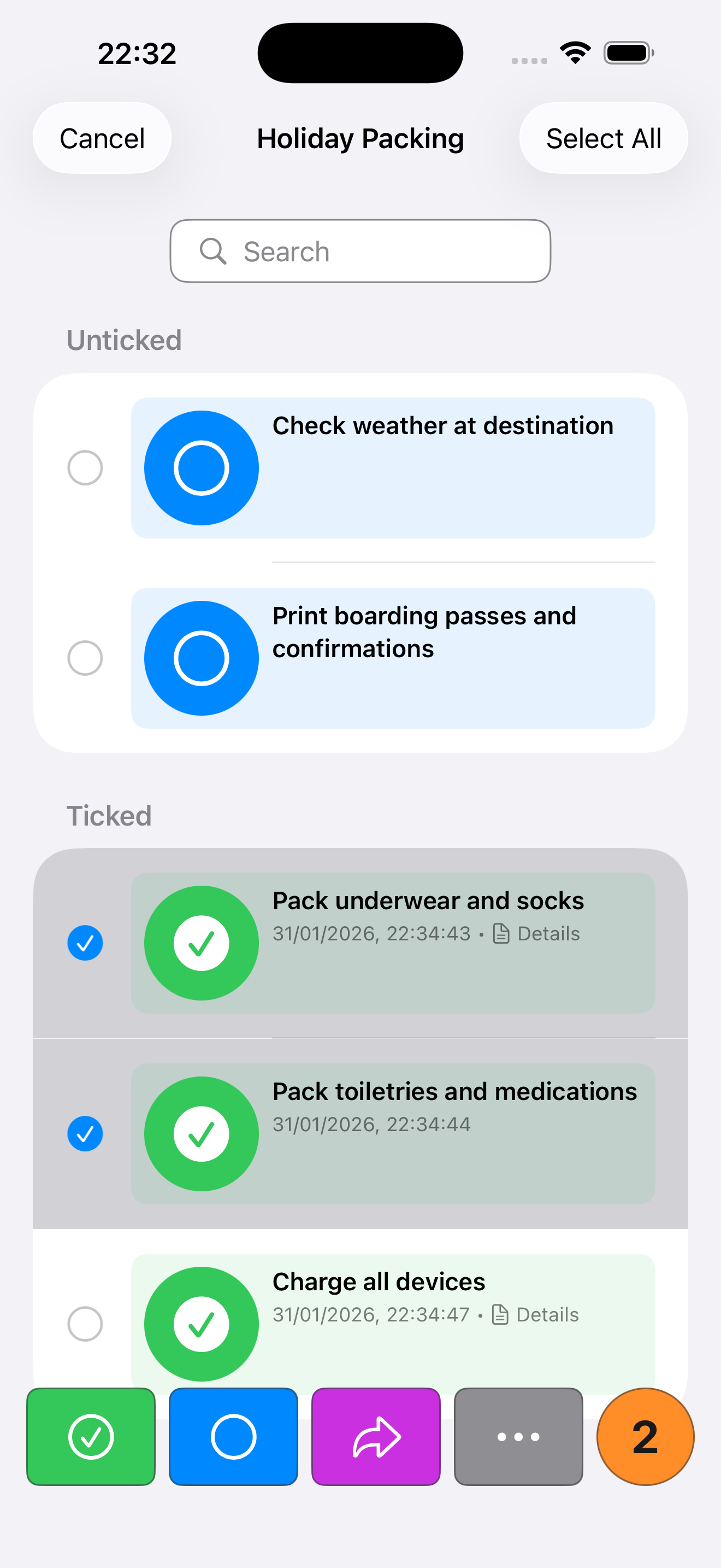 Checkomat: Private Checklists