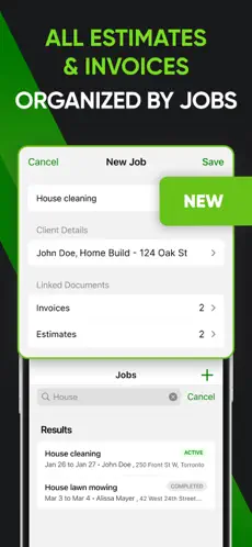 Joist invoice screen showing line items, tax, and a total with a card payment button