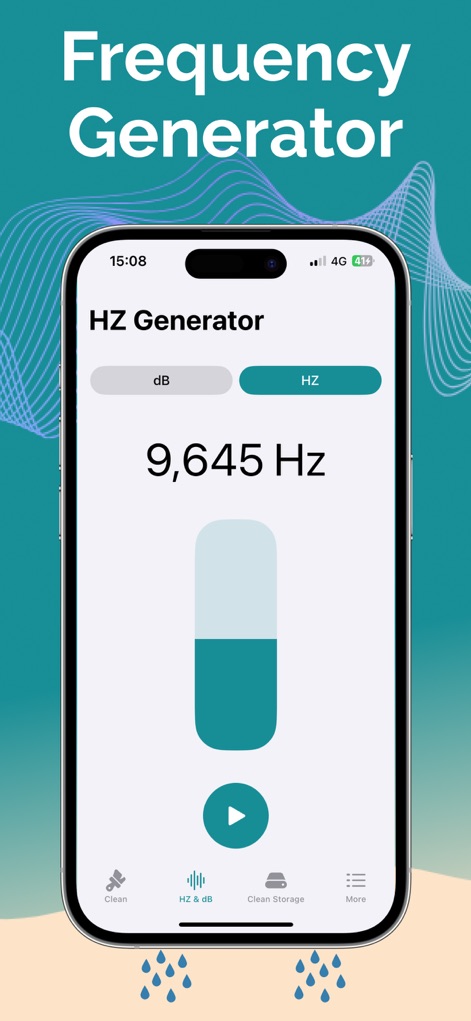 Clear Wave - Remove Water - This tool features an intuitive HZ Generator with a clear frequency output of 9,645 Hz, adjustable via a responsive slider.