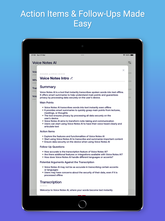 ‎Voice Notes AI Live Transcribe Screenshot