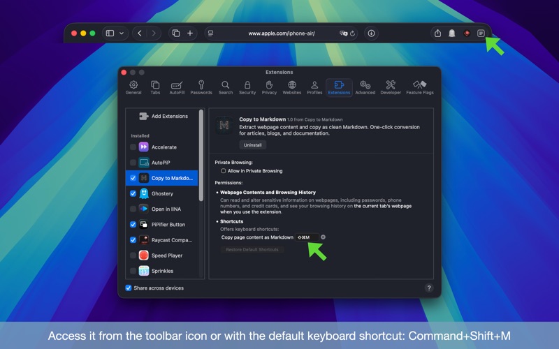 Copy to Markdown screenshot