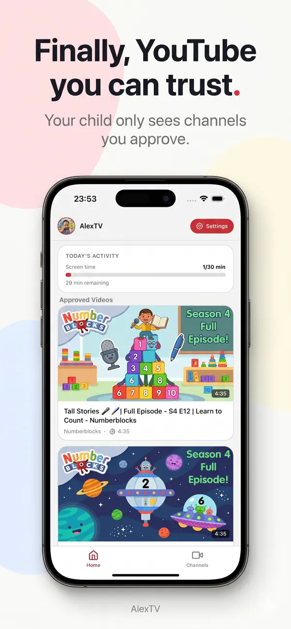 Screenshot #1 pour AlexTV: Kids YouTube Control