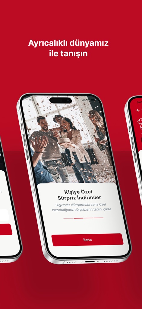 BigChefs App - このアプリは、ユーザー向けにパーソナライズされたサプライズ割引を表示し、特典内容を確認するための「進む」ボタンを提供します。