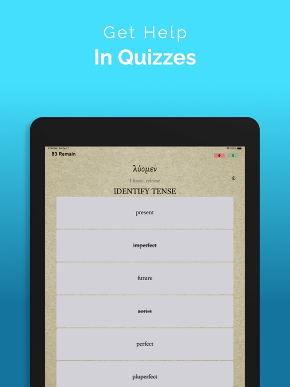 ParseGreek - Greek Quizzing iPad screenshot 7 - Education app