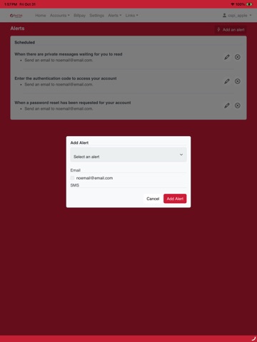Red Oak Credit Union Mobile iPad screenshot