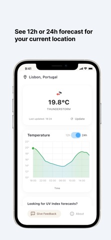 Temperature now and forecast screenshot