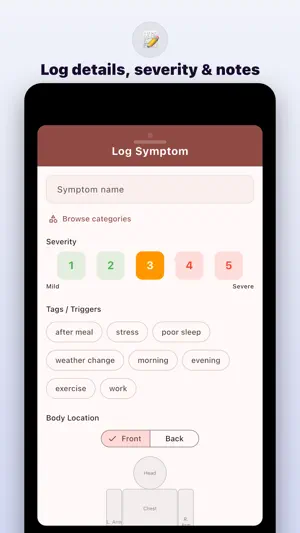 Symtom Log screenshot 2