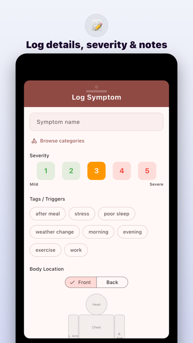Symtom Log iPhone screenshot