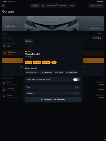 Brimly AI: Car MPG & Gas Log iPad screenshot