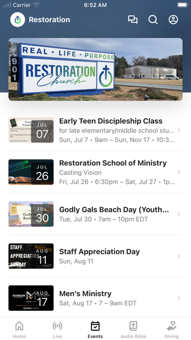 Restoration Church NC Screenshot