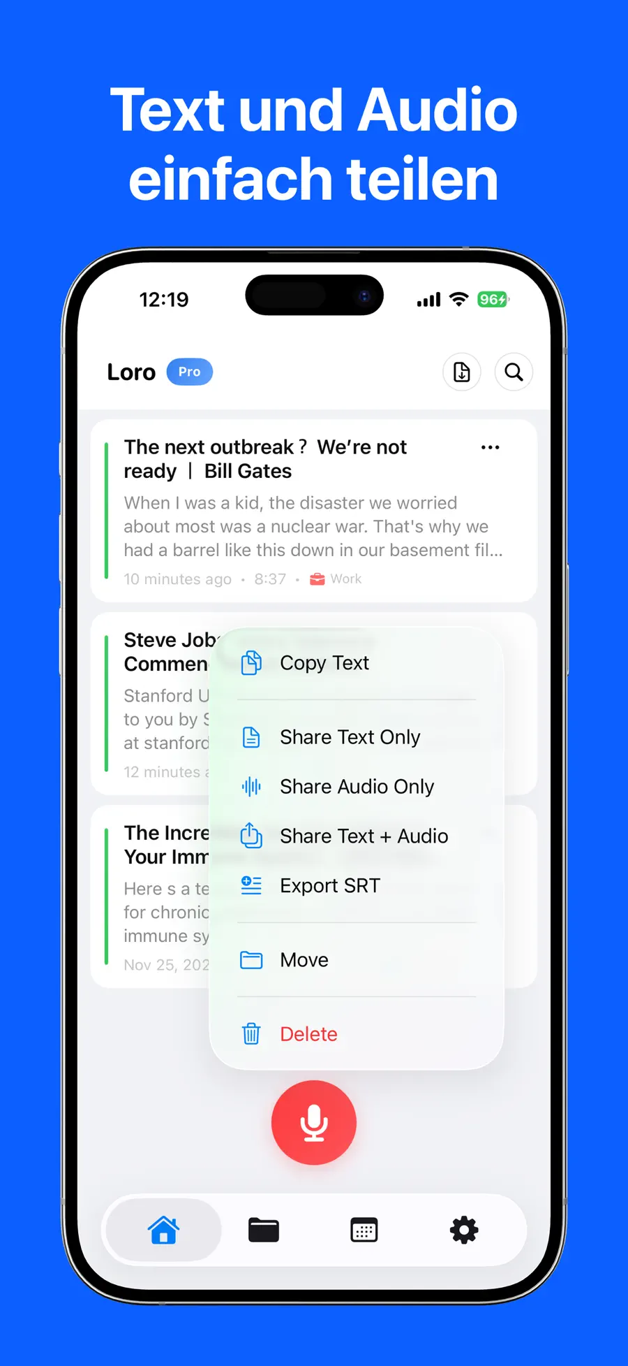 LoroNote - KI Sprache zu Text screenshot 6
