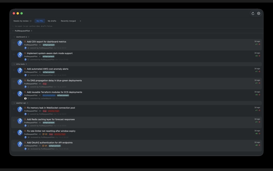 #1. Pull Request Pilot (macOS) Por: Julian MAURIN