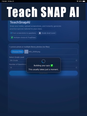 TeachSnapAI iPad screenshot