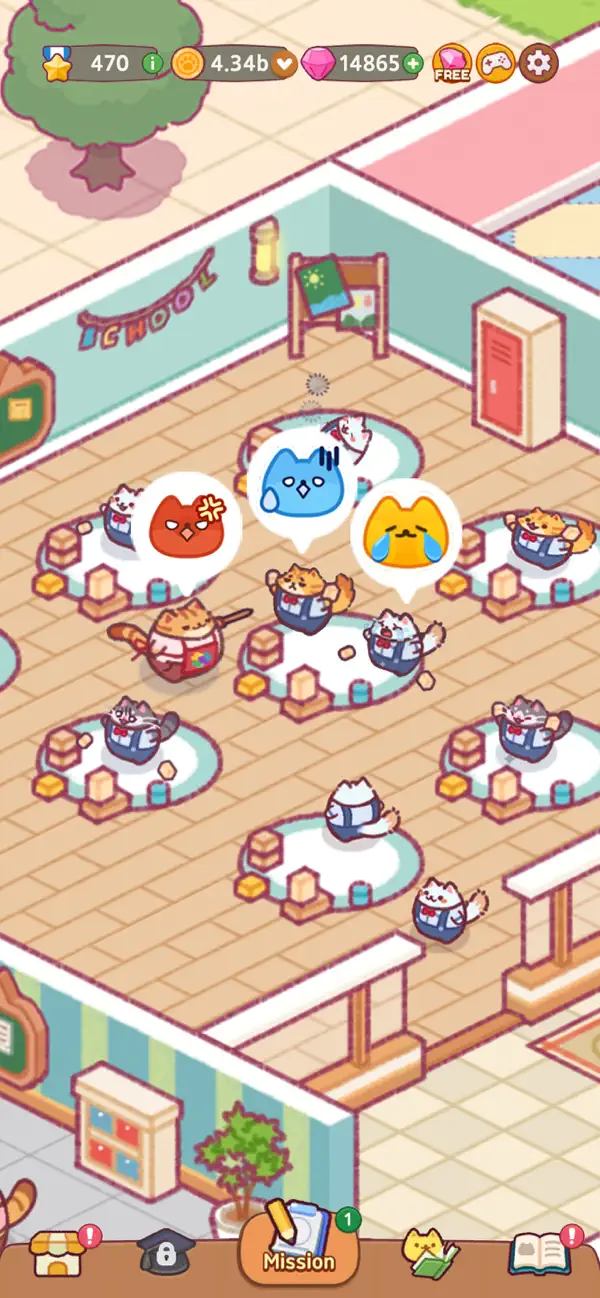 Cat School : Idle Cute Tycoon iOS Mod IPA screenshot 2 - iOS game interface