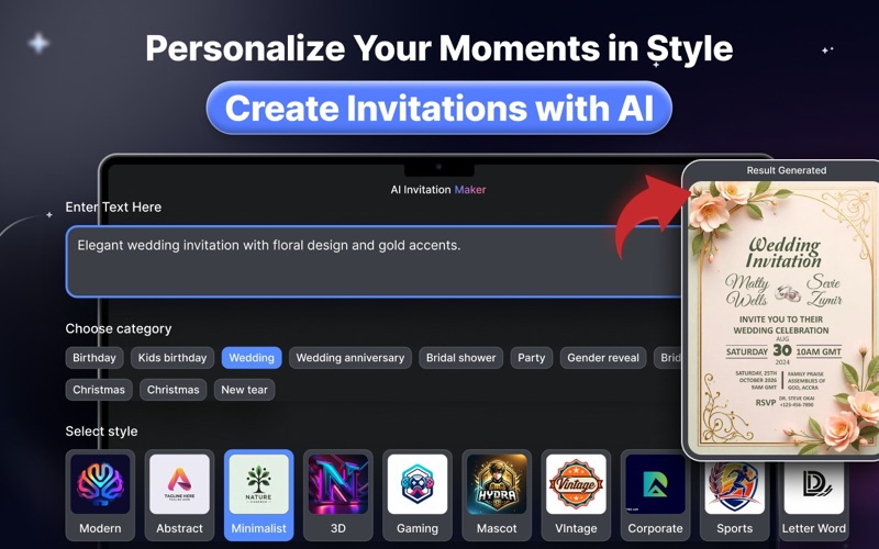 AI Logo Generator & Invitation Screenshot