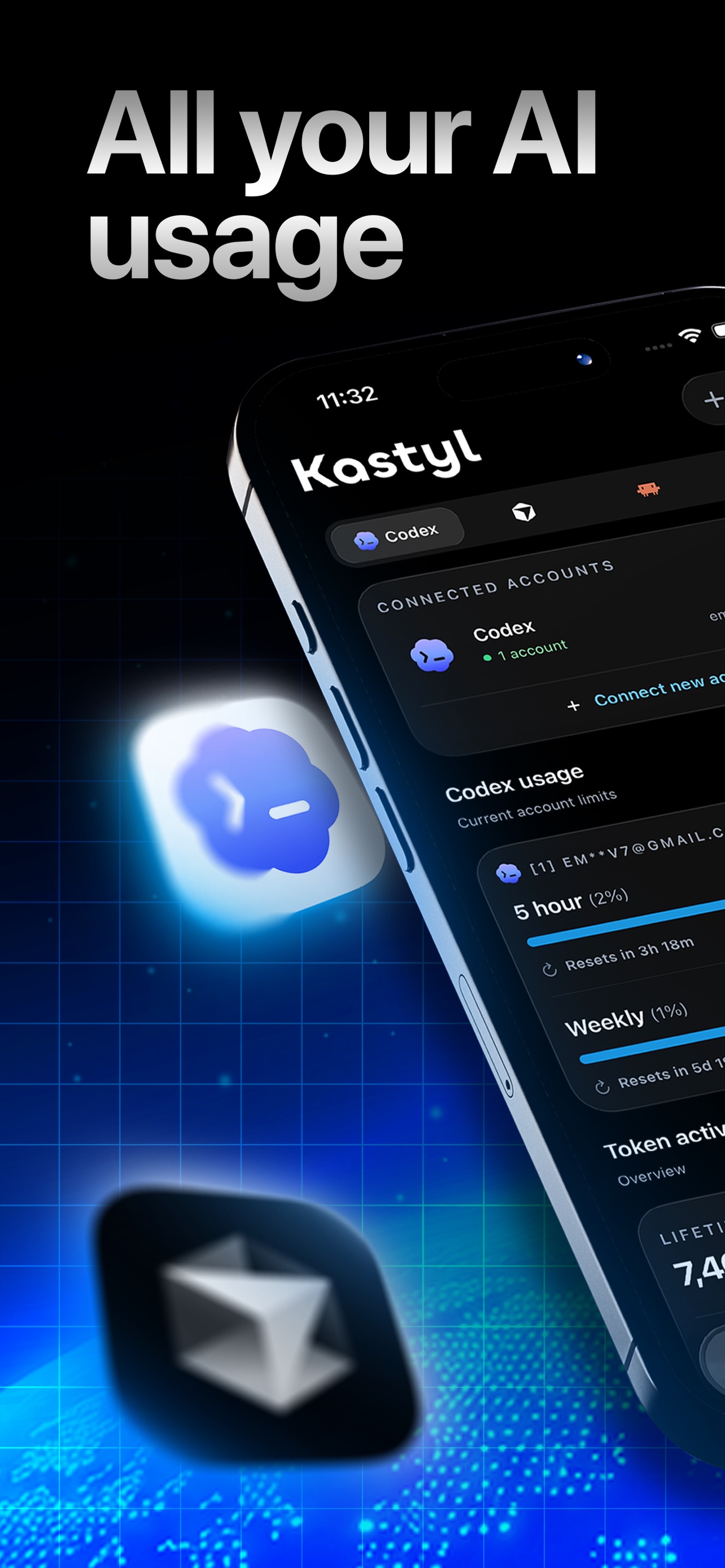 Screenshot 1 of Kastyl: AI Usage Monitor