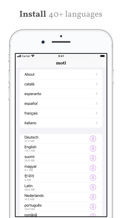 motî iPhone screenshot 1 - Reference app