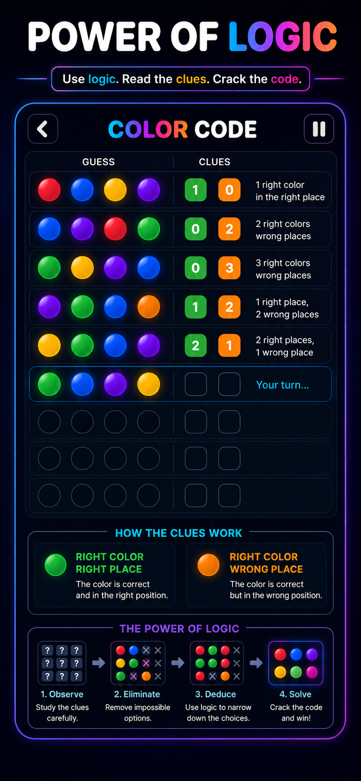 Brain Test: Mastermind Puzzle